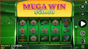 Tampilan visual slot Soccer Joker dengan tema stadion neon dan simbol sepak bola